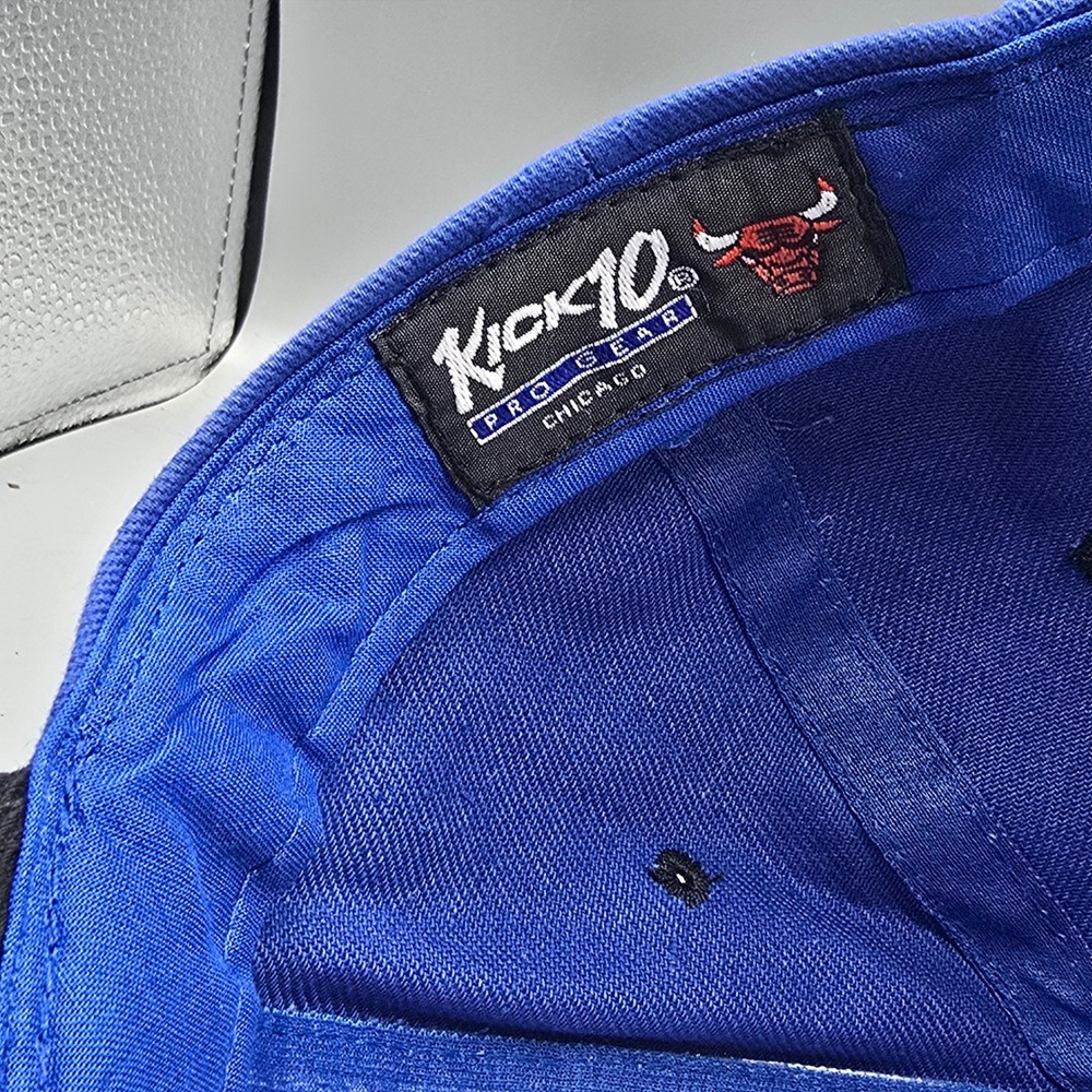 Vintage Chicago Bulls Championship Hat Blue Black Kick10 Pro Gear NBA Cap 90s - Picture 12 of 13